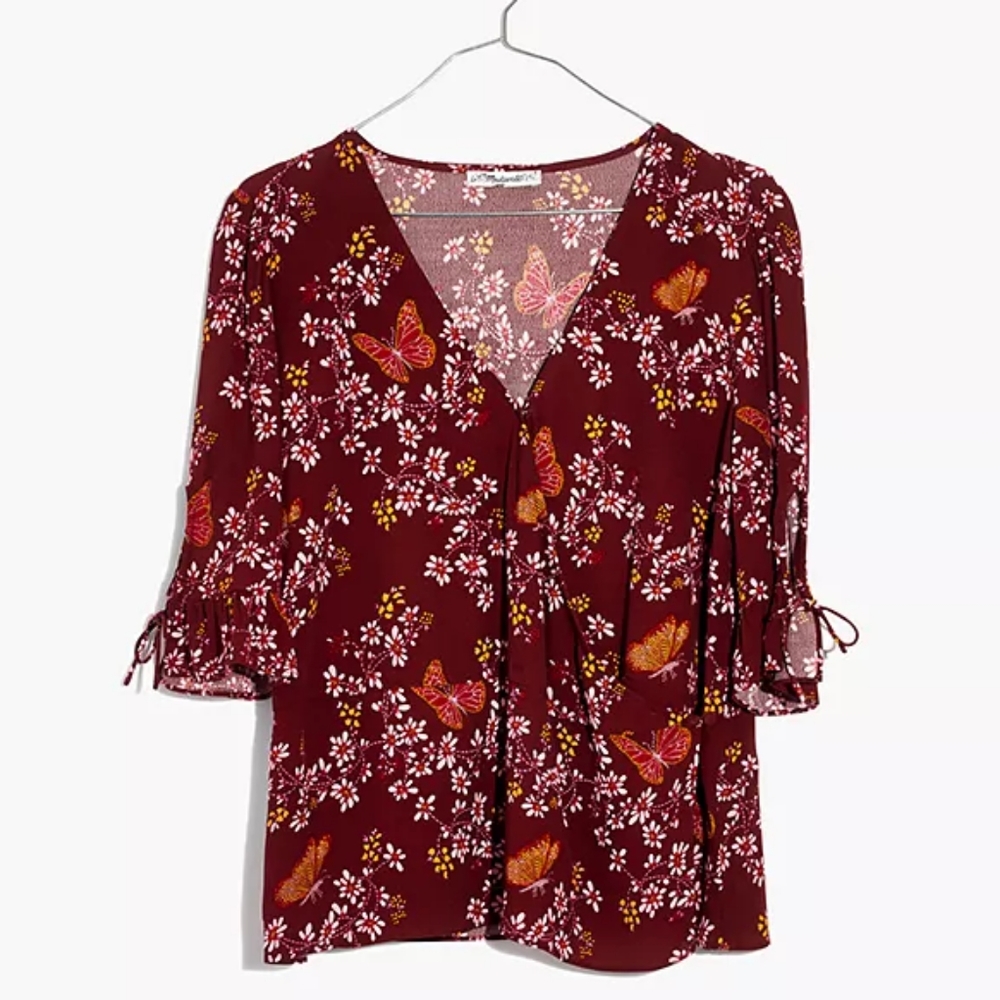 Madewell Tie-Sleeve Wrap Cottagecore Top Size 2